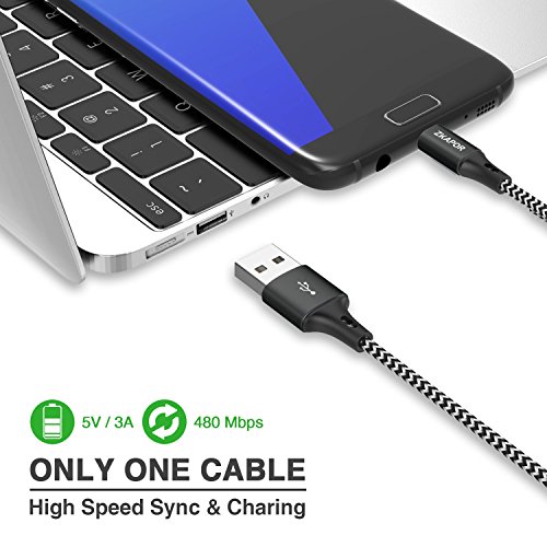 C  ble Micro USB en Nylon Tress    ZKAPOR Chargeur Samsung  2m  Lot de 3  Charge Rapide et Synchro Cordon de Donn  es C  ble USB pour Samsung Galaxy S7  S6  J3  J5  J7  Xiaomi Redmi 5  5Plus  Honor 6X  Huawei  LG  Nexus  Kindle  Echo Dot  Noir 