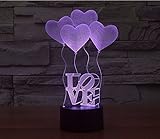 Olayer kreative 3D-LED-Lampe Illusion Nachtlicht 3D-Schriftzug Love und Herzen, Acryl, mit Farbwechsel - 8