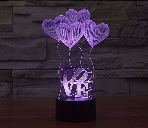 Olayer kreative 3D-LED-Lampe Illusion Nachtlicht 3D-Schriftzug Love und Herzen, Acryl, mit Farbwechsel - 8