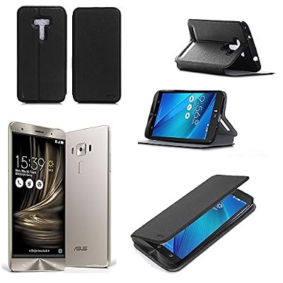 XEPTIO Etui luxe Asus Zenfone 3 ZE520KL 5,2 pouces noir Ultra Slim Cuir Style avec stand - Housse coque de protection Asus ZenFone 3 ZE520KL 4G 2016 noir - accessoires pochette XEPTIO :