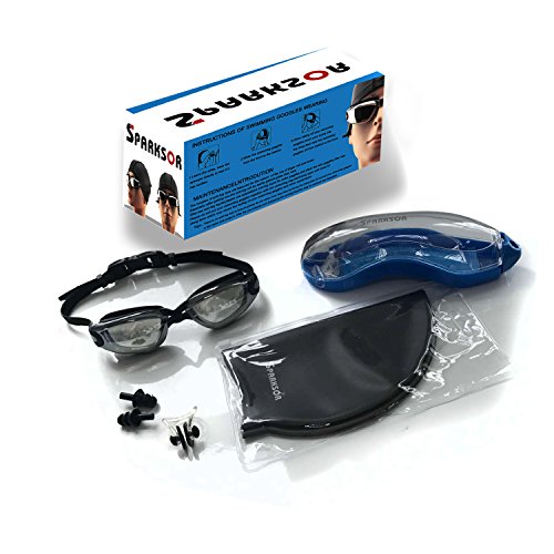 Schwimmbrille mit Schutzhülle,Badekappe Nasenklammer, Ohrstöpsel – Profi Leistung Unisex Schwimmbrille für Erwachsene mit 100% UV-Schutz, Anti-Beschlag-Spiegel / Getönte Gläser sehr bequeme, einfach einstellbare Kopfhalterung aus Silikon & anpassungsfähiger, dichter Verschluss, um die beste wasserdichte Komfortmaske zu schaffen - 7