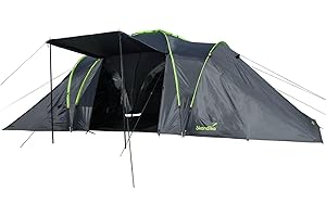 skandika Daytona XXL - Tente familiale dôme 6 Personnes - 570 x 390 cm - Colonne d'eau 3000 mm |Tente familiale avec 3 Grandes cabines de Couchage