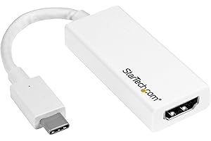 StarTech.com Adaptateur vidéo USB-C vers HDMI - Convertisseur Type-C vers HDMI - Compatible Thunderbolt 3 - 4K 30 Hz - Blanc (CDP2HDW)