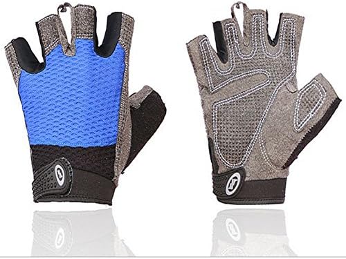 Seroda Anti-Slip Gloves Fitness Gloves Half Finger Bike Gloves,Velcro Design Men and Women (Blue, XL)