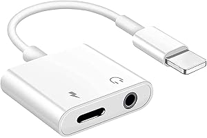 TAYTE Kopfhörer Jack Adapter für iPhone Dongle [MFi Zertifiziert] 2 in 1 Lighting auf 3.5mm Kopfhörersplitter Aux Audio Splitter Kopfhörer Adapter Kompatibel mit iPhone 14 14Pro Max 13 12 11 XS XR 8 7