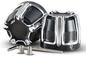 TUINCYN Motorrad Aluminium Vorderachse Abdeckung Kappe Mutter Bolt für Harley Sportster Softail Fat Boy Dyna V-Rod Touring Street Glide schwarz Chrom (1 Paar)