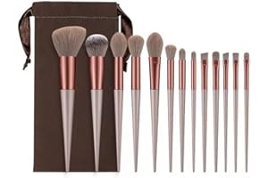 SJBAUTYO Juego de brochas de maquillaje profesional de 13 piezas, cepillo de maquillaje es adecuado para colorete, base líquida, delineador de ojos, sombra de ojos,marrón