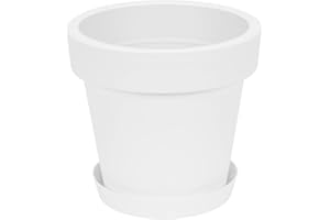 Pot de Fleur avec Soucoupe en Plastique Lofly, Classique, 30 cm diam, Blanc