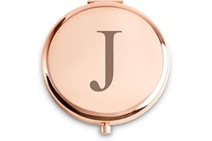QUSTGO Personalized Gift Monogrammed Initial Compact Mirror for Women Girls Her Friends Mum Wife Sister Daughter, Custom Small Mirror for Christmas Secret Santa Stocking Fillers Graduation Birthdays