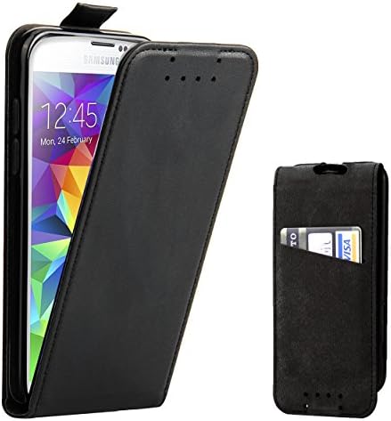 Galaxy S5 Case, Supad Slim Leather Flip Protective Case Cover for Samsung Galaxy S5 with Card Slot (Black)