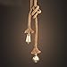 Produktbild Miffen Double Head Vintage Braided Seil Hanging Pendelleuchte Retro Industrial Loft Deckenlampe Metallhalter Edison Wandleuchte Kronleuchter Lampe Befestigung mit E27 Sockets