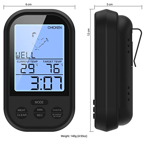 Drahtlos Sofortiges gelesenes Digital Fleisch Thermometer Einzelnes Prüfstempel Braten Alarm Fernb. BBQ-Küche Kochen für Ofen, BBQ, Raucher, Grill - 6