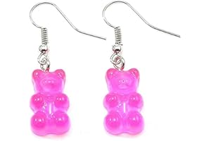 Gummy Candy Bear Earrings Tukcherry Resin Bear Drop Colorful Cartoon Dangle Drop for Women