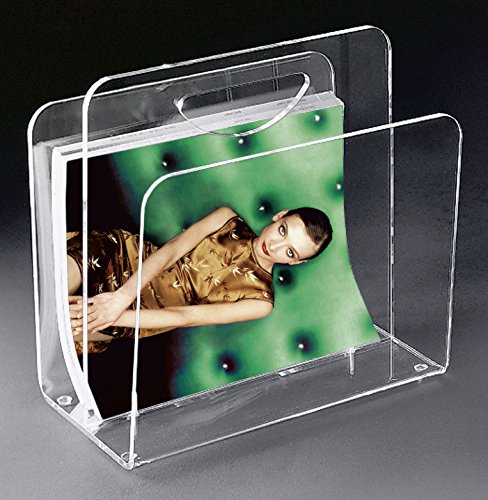 Hochwertige Acryl-Glas Zeitungstasche, Zeitungsständer, klar, 33 x 23 cm, H 31 cm, Acryl-Glas-Stärke 8 / 6 mm