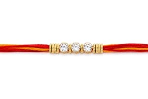 Aksharveda AD Delicate Designer Rakhi for Brother, Bhai & Bhaiya | Premium Minimal Rakhi with American Diamond | Raksha Bandhan Traditional Sacred Thread | Elegant Festival Gift for Brother