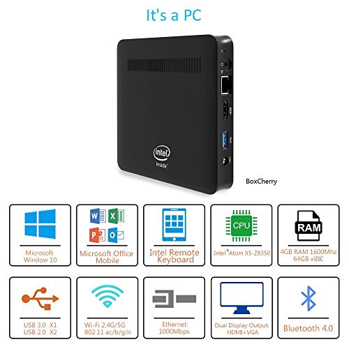 AWOW Fanless Design Mini PC Windows 10 -  Cherry Trail-T3 Quad Core 2 2 Ghz   4 GB DDR   64 GB eMMC   Gigabit Ethernet   2 4G   5G Dual Wi-Fi   VGA   HDMI   USB 3 0   4K   Mini PC PC BoxCherry 