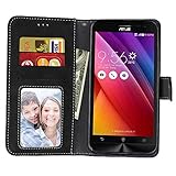 BONROY® Tasche Hülle für Handyhülle für Asus ZenFone 2 Laser ZE550KL (5.5 Zoll) Retro matte Leder PU Leder Flip Schutzhülle Case Cover Etui Lederhülle mit Silikon Back Cover PU Leder Handytasche im Bookstyle Stand Funktion Kartenfächer Schale Stoßfest Handyhülle für Asus ZenFone 2 Laser ZE550KL (5.5 Zoll) - 