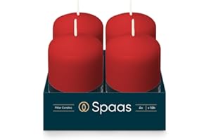 Spaas Unscented Pillar Candle 50/80 mm, ± 18 Hours, Red