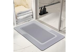 EZESO Alfombra de baño súper Absorbente de 60 x 40 cm, de Secado rápido, Antideslizante, de Microfibra de Barro de diatomea, cómoda Alfombra de baño para baño, Antideslizante, Almohadilla de pie