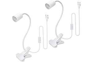 WPQIUZS Pack of 2 E27 Clamp Light with Switch, Clamp Lamp with Plug and 240 cm Cable, 360° Adjustable 35 cm Flexible Gooseneck Socket, Lamp Holder with Clip, Table Lamp, Clamp Lamp Bed for Learning
