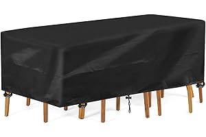 INMUA Garden Furniture Covers Waterproof, Rectangular Garden table Covers, Heavy Duty 420D Oxford Fabric Medium Outdoor Patio Set Covers, Windproof, Rip Proof (213x132x72cm)