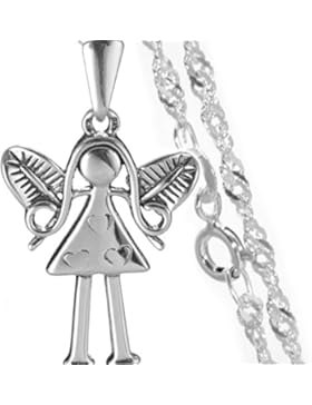 Schmuck für Kinder: Mädchen Engel mit 40 cm Silberkette aus 925er Silber#736