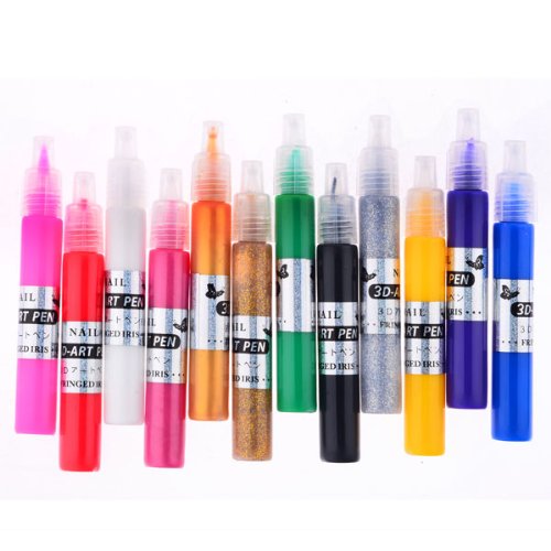 12 Colors 3D Nail Art Paint Pen Nail Art DIY Decoration Tool Set