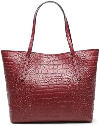 Womens Luxury Crocodile Grain PU Leather Handbags and Purses Tote Shouder Bag (red)