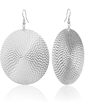 2LIVEfor Große Ohrringe Silber Muster Ohrringe lang Hängend Groß Antik Optik Blatt Rund Ohrringe Bohemian Ohrringe...