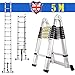 Produktbild Autofather 5 m Teleskop Leiter Ein Rahmen Zusammenklappbar Aluminium Verlängerung Tragbar Leiter 16 Stufen 330lbs belastbar Safe & Stabile Lock System