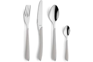 Kuppels Prisma Ensemble de Couverts de Table, Ménagère 24 pièces pour 6 personnes, Service de Couverts, Acier Inoxydable (Gris Clair)