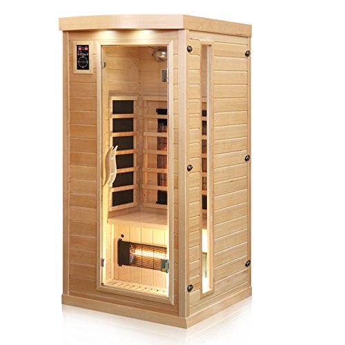 Preisvergleich Produktbild Tronitechnik Infrarotkabine Pierson inkl. Vollspektrumstrahler, Karbon- Flächenstrahler, Bodenstrahler, Holzart:Hemlock, Maße:90cm x 90cm x 190cm