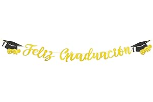 BETESSIN Banner Graduación Español Bandera Graduación Decoración en Español Banderínes Guirnalda para Felicitación Fondo Fotográfico Photocall Fiesta Graduación