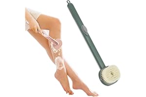 MSLING Cepillo de baño líquido con mango largo, cepillo de espalda desmontable con dispensador de jabón, cepillo de lavado corporal, baño de mango largo para masaje, cepillo exfoliante, cepillo para el