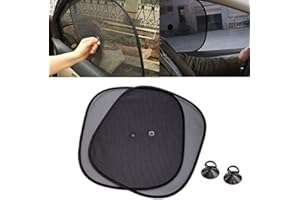 Guilty Gadgets Pack of 2 Universal Black Sun Shade Car Window Kids Baby Children UV Protection Blind Mesh Twin Suction Cup Mounting - 44 x 38cm