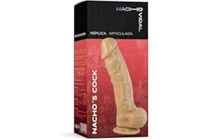Nacho Vidal - Réplica Articulada - Juguetes Sexuales - Consoladores para Mujer - Juguete Erótico Fabricado en TPR - Máxima Calidad Asegurada - Incluye Ventosa para Sujeción Óptima - Color Natural