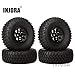 Produktbild INJORA 1,55 RC Crawler Reifen Set mit Beadlock Felgen 4Pcs Tires mit Räder für 1/10 RC Crawler RC4WD D90 TF2 Tamiya CC01 LC70 LC80 AXIAL AX90069 utv Can-Am (Schwarz)
