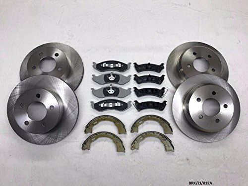 ALPHA BRAKES Front & Rear Brake Discs, Brake Pads & Parking Brake Shoes Grand Cherokee ZJ 1993-1998