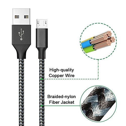  Pack de 4 C  ble Micro USB 1M 2M 2M 3M Cordking   C  ble Chargeur USB Micro USB Samsung de Cordon Nylon Tress   Connecteur en Aluminium pour Samsung 