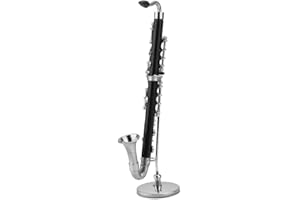 ‎HZTYYIER Hztyyier Miniatur Bassklarinette Schwarz Klarinette Musikinstrument Puppenhaus Musik Raumdekoration Klarinette Ornamente Miniatur Replik mit Koffer