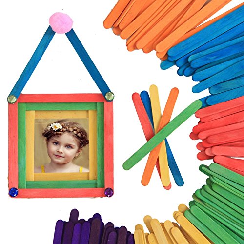 200 Stück Natürliche und bunte Holzstäbchen für DIY Basteln, Verzieren und bemalen genutzt - 3