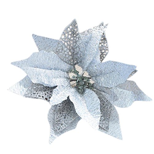 Preisvergleich Produktbild Paymenow Künstliche Blumen Clearance, Halloween Oder Weihnachtsbaum Ornament Weihnachten Ornament Schleife Festival Supplie Silber