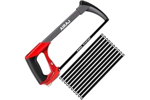 AIRAJ Professional Hacksaw Frames with10 Saw Blades,Two Sawing Angles (45°/90°),Multi-Purpose Heavy Duty Handsaw Set for Plastic, PVC Pipe,Tile, Metal,etc.
