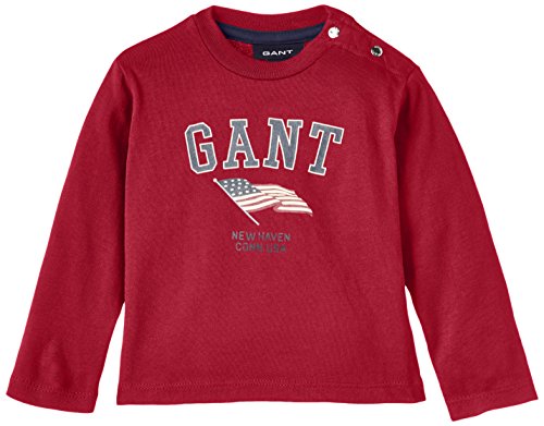 GANT Baby Boys D, BOY RETRO FLAG PRINT LS T-SHIRT T-Shirt Shirt, Red (mahogny Red 617), 6-9 Months (Manufacturer size: 74)