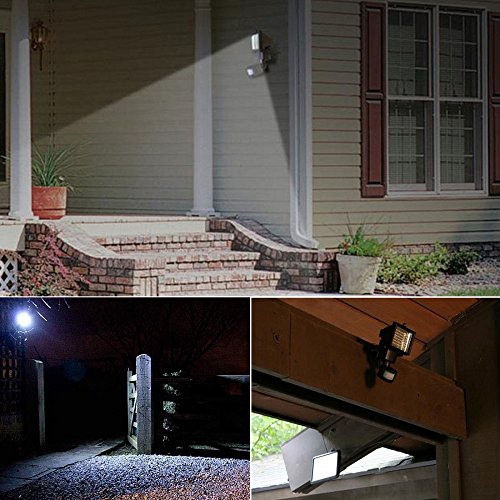SAILUN 60 LEDs SMD Strahler Solar Fluter Außenleuchte Flutlicht Solarleuchte mit PIR Bewegungsmelder Wasserdicht Aluminiumkörper Schwarz, Einstellbare Verzögerungszeit und Helligkeit und Sensorbereich - 8