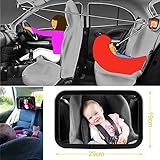 iRegro Rücksitzspiegel für Babys, Große Rückspiegel für hintere Sitz Kind zugewandt Passt in jede verstellbare Kopfstütze , Neige und Drehfunktion, splitterfrei - 4