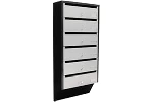 Profirst Quarten 6 système de boîte aux Lettres - Argent/Noir-Cylindre de Verrouillage-Plaque signalétique-pour 6 Parties-LxH 38.5x82.4-boîte aux Lettres Murale