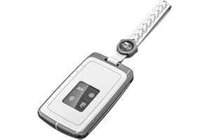 Yamlten Autoschlüssel Hülle für Renault Kadjar Captur koleos Clio Zoe Megane (IV/4) Dacia Duster,4 Tasten Metall Renault Schlüsselhülle-Weiß