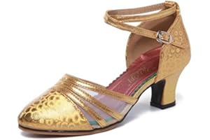 TangDao Damen Salsa Latin Tanzschuhe Tango Schuhe Riemchen Blockabsatz Pumps