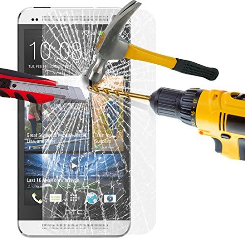 HTC One M7 Tempered Glass Crystal Clear LCD Screen Protector Guard &amp; Polishing Cloth SVL37 BY SHUKAN®, (Tempered Glass)
